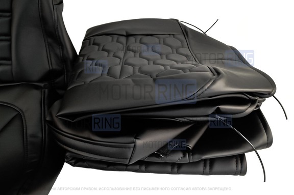 Обивка (не чехлы) сидений Recaro экокожа гладкая с цветной строчкой Соты для ВАЗ 2111, 2112, Лада Приора хэтчбек, универсал