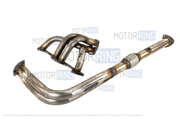 Паук 4-2-1 Stinger Auto с гофрой на треугольном фланце для Шевроле Нива, Лада Нива Тревел