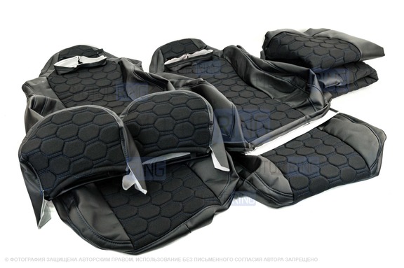 Обивка (не чехлы) сидений Recaro экокожа с тканью Полет (строчка Соты) для ВАЗ 2108-21099, 2113-2115, 5-дверная Нива 2131