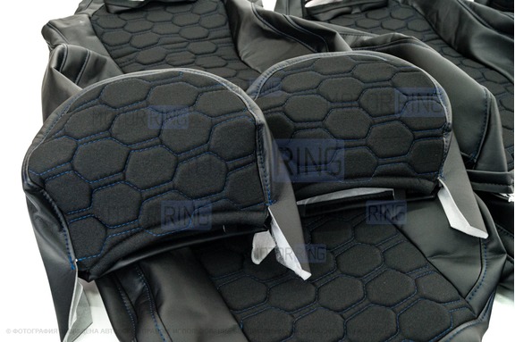 Обивка (не чехлы) сидений Recaro экокожа с тканью Полет (строчка Соты) для ВАЗ 2108-21099, 2113-2115, 5-дверная Нива 2131