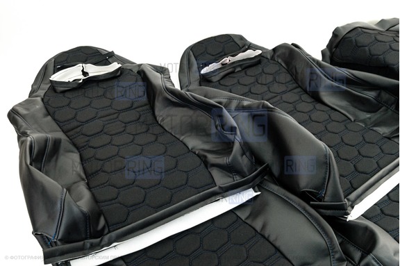 Обивка (не чехлы) сидений Recaro экокожа с тканью Полет (строчка Соты) для ВАЗ 2108-21099, 2113-2115, 5-дверная Нива 2131