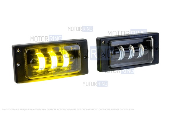 Светодиодные ПТФ Sal-Man 40W 4600lux 3 полосы двухцветные (бело-синий 6000К и желтый 3000К) для ВАЗ 2110-2112, 2113-2115, Шевроле Нива до рестайлинга 2009 года