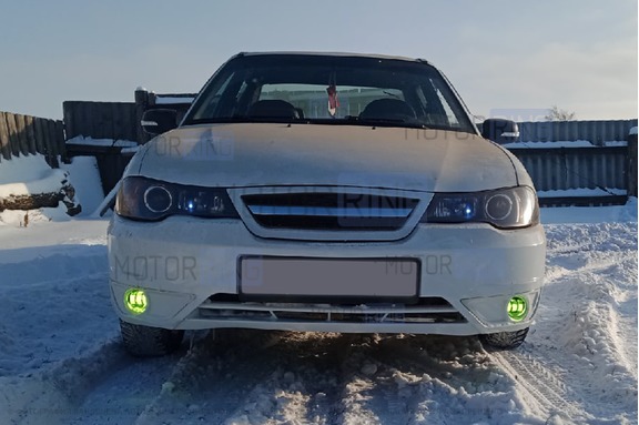 Диодные ПТФ Sal-Man Lime двухцветные (бело-синий 6000К и Лайм) 50W 4600lux для Лада Гранта FL, Веста, Веста NG, Икс Рей, Нива Урбан, Искра, Ларгус FL, Рено
