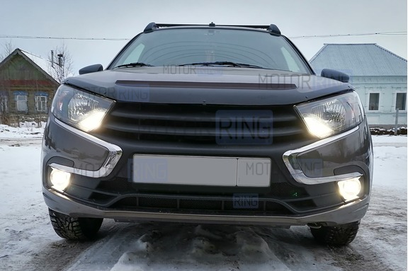 Диодные ПТФ Sal-Man Lime двухцветные (бело-синий 6000К и Лайм) 50W 4600lux для Лада Гранта FL, Веста, Веста NG, Икс Рей, Нива Урбан, Искра, Ларгус FL, Рено