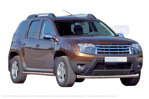 Защита переднего бампера ТехноСфера стальная Труба d63,5 для Renault Duster 2010-2015 г.в.