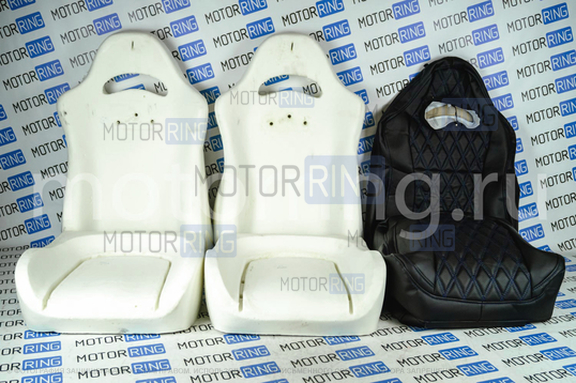 Комплект для сборки сидений Recaro экокожа (центр с перфорацией и цветной строчкой Ромб/Квадрат) для ВАЗ 2111, 2112, Лада Приора хэтчбек, универсал