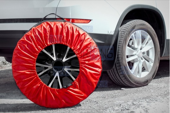 Черно-красный чехол AutoFlex для хранения автомобильного колеса размером от 15 до 20 дюймов