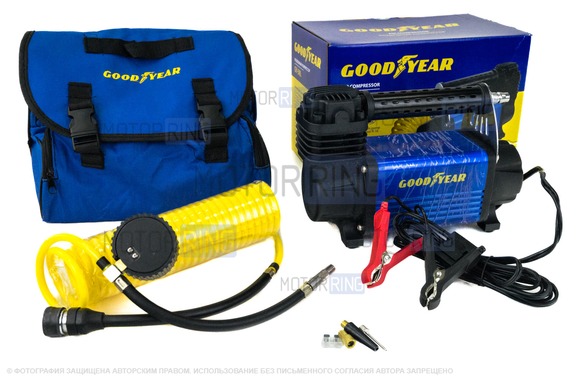 Автокомпрессор со съемным витым шлангом (питание от АКБ) Goodyear GY-50L в сумке