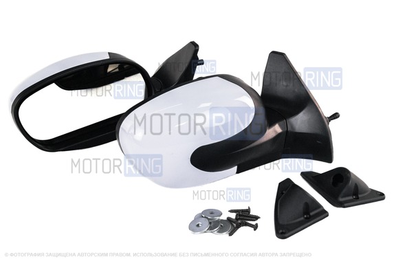 Механические боковые зеркала Autocomponent с белой накладкой для ВАЗ 2108-21099, 2113-2115