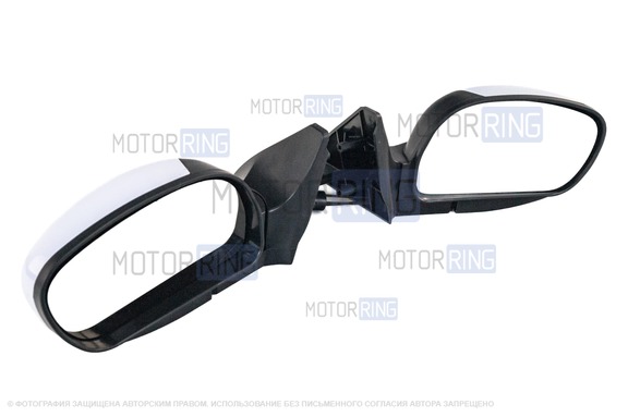 Механические боковые зеркала Autocomponent с белой накладкой для ВАЗ 2108-21099, 2113-2115