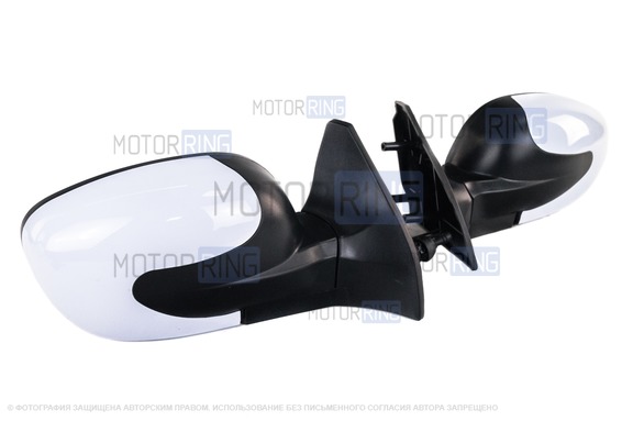 Механические боковые зеркала Autocomponent с белой накладкой для ВАЗ 2108-21099, 2113-2115