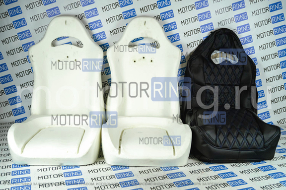 Комплект для сборки сидений Recaro экокожа (центр с перфорацией и цветной строчкой Ромб/Квадрат) для ВАЗ 2111, 2112, Лада Приора хэтчбек, универсал