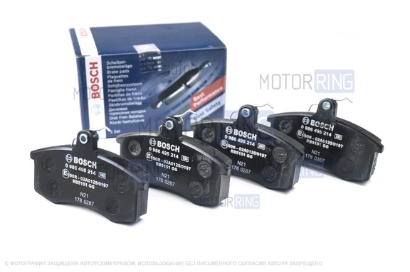 Передние тормозные колодки BOSCH 2108 дисковые для ВАЗ 2108-21099, 2110-2112, 2113-2115, Лада Калина, Калина 2, Гранта, Гранта FL, Приора, Датсун