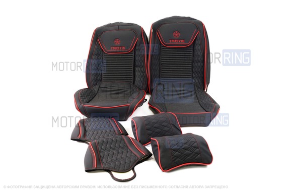 Универсальные черно-красные чехлы сидений Fashion Jushi из экокожи