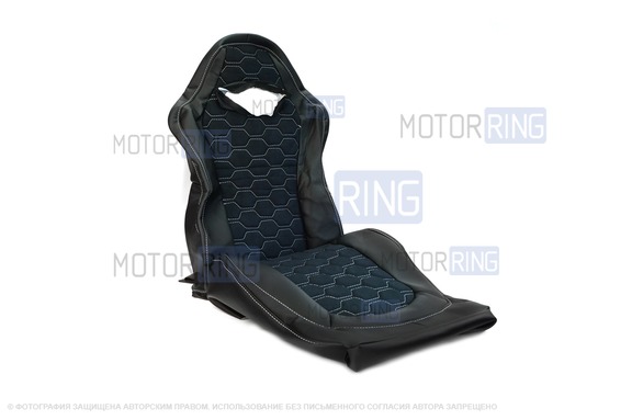 Обивка (не чехлы) сидений Recaro экокожа с алькантарой (цветная строчка Соты) для ВАЗ 2108-21099, 2113-2115, 5-дверная Нива 2131