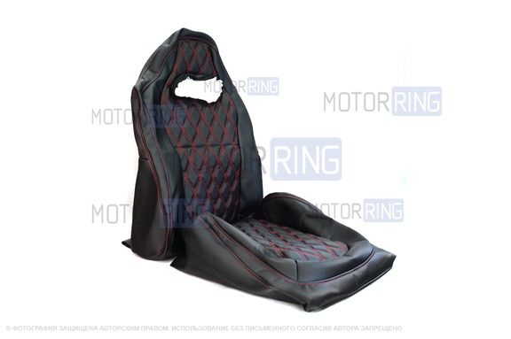 Обивка (не чехлы) сидений Recaro экокожа (центр с перфорацией и цветной строчкой Ромб/Квадрат) для ВАЗ 2110, Лада Приора седан