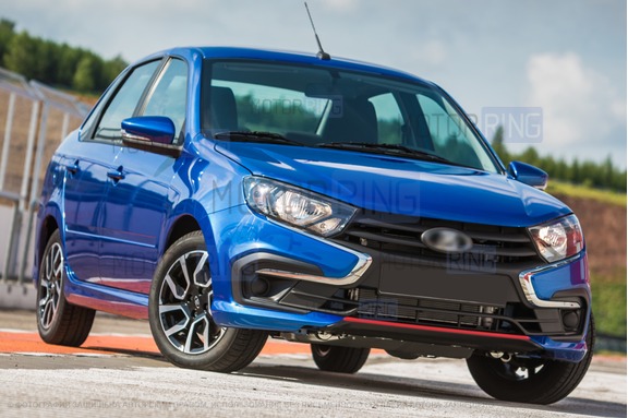 Накладка переднего бампера Спорт в стиле Drive Active красная для Лада Гранта FL