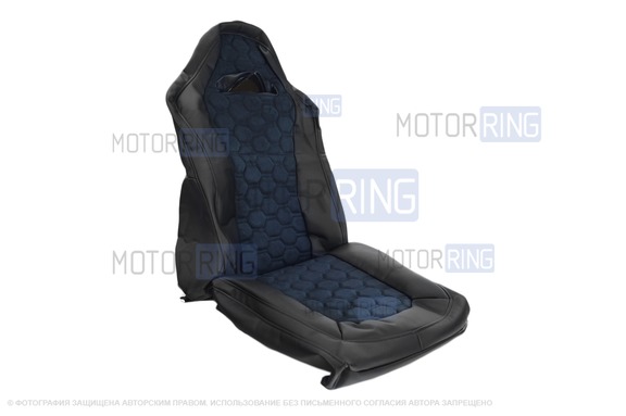 Обивка (не чехлы) сидений Recaro экокожа с алькантарой (цветная строчка Соты) для ВАЗ 2110, Лада Приора седан