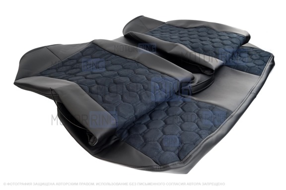 Обивка (не чехлы) сидений Recaro экокожа с алькантарой (цветная строчка Соты) для ВАЗ 2110, Лада Приора седан