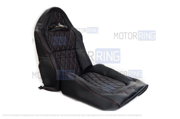 Обивка (не чехлы) сидений Recaro экокожа гладкая с цветной строчкой Ромб/Квадрат для ВАЗ 2108-21099, 2113-2115, 5-дверная Нива 2131