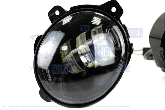 Диодные ПТФ Sal-Man Lime двухцветные (бело-синий 6000К и Лайм) 50W 4600lux для Лада Калина, Калина 2, Гранта, Ларгус, Датсун до 2019 г.в., УАЗ Патриот