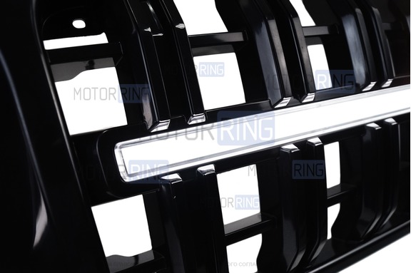 Решетка радиатора с LED-планкой и ДХО в обрамлении фар для Лада 4х4, Нива Легенд