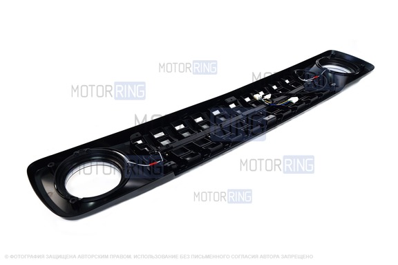 Решетка радиатора с LED-планкой, ДХО в обрамлении фар и вставками Хром для Лада 4х4, Нива Легенд