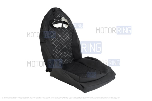 Обивка (не чехлы) сидений Recaro (черная ткань, центр Скиф) для ВАЗ 2111, 2112, Лада Приора хэтчбек, универсал