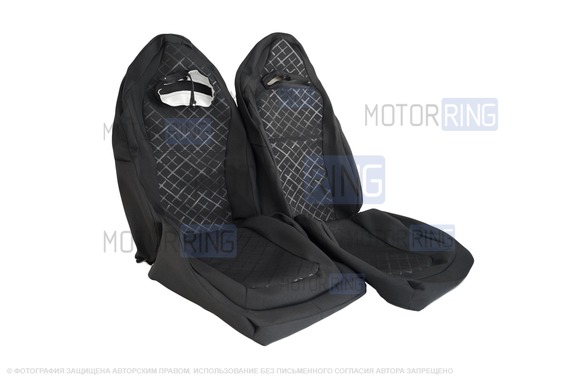 Обивка (не чехлы) сидений Recaro (черная ткань, центр Скиф) для ВАЗ 2111, 2112, Лада Приора хэтчбек, универсал