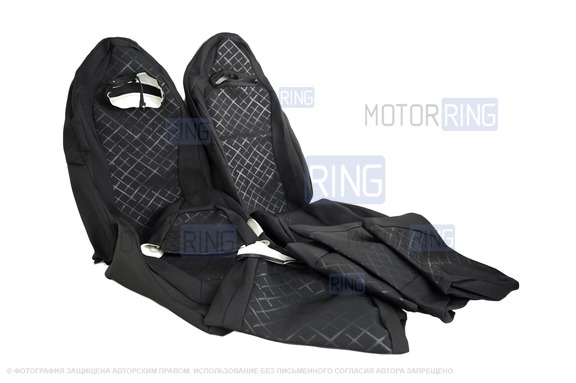 Обивка (не чехлы) сидений Recaro (черная ткань, центр Скиф) для ВАЗ 2111, 2112, Лада Приора хэтчбек, универсал