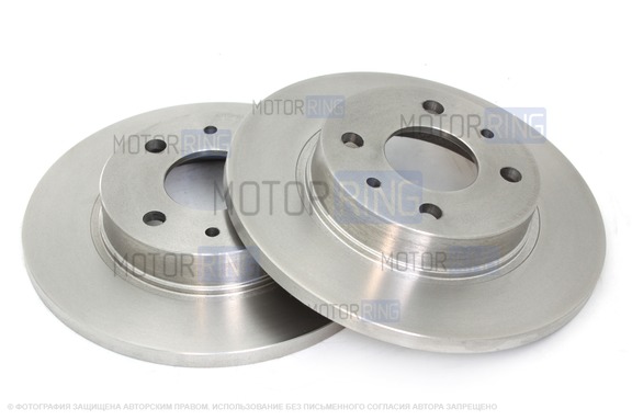 Невентилируемые передние тормозные диски АвтоРеал R13 без насечек и перфорации для 2108-21099, 2113-2115