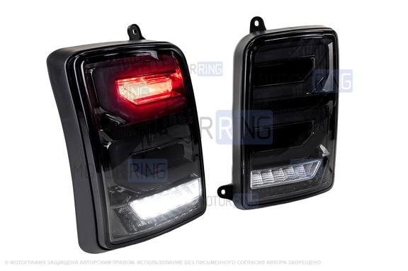 Диодные задние фонари TheBestPartner GREY LED (черные) с бегающим повторителем для Лада 4х4, Нива Легенд 21213, 21214, 2131, Урбан
