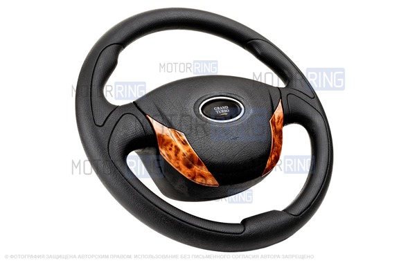Руль Grand Turbo вставки под дерево анатомический для ВАЗ 2108-21099, 2110-2112, 2113-2115