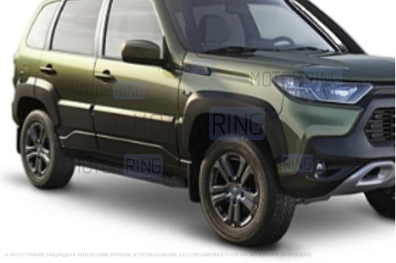 Пороги алюминиевые Rival Bmw-Style Black для Лада Нива Тревел