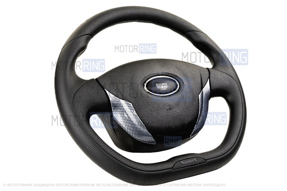 Руль Priora Turbo анатомический под карбон для ВАЗ 2110-2112 с европанелью, Лада Калина, Калина 2, Гранта, Гранта FL, Приора, Нива Тревел, Шевроле Нива