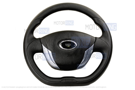 Руль Priora Turbo анатомический под карбон для ВАЗ 2110-2112 с европанелью, Лада Калина, Калина 2, Гранта, Гранта FL, Приора, Нива Тревел, Шевроле Нива