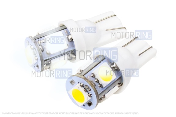 Светодиодные лампы T10 501 4smd cob 1063 W5W для габаритов и повторителей поворотников