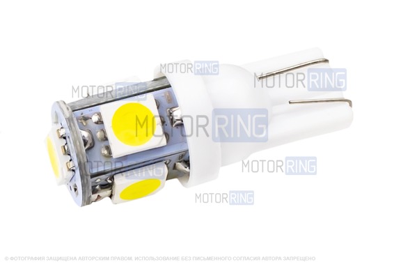 Светодиодные лампы T10 501 4smd cob 1063 W5W для габаритов и повторителей поворотников