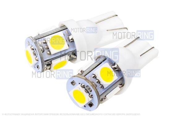 Светодиодные лампы T10 501 4smd cob 1063 W5W для габаритов и повторителей поворотников