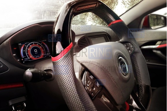 Анатомическое рулевое колесо Ferrum Turbo с красными вставками для Лада Веста, Икс Рей, Ларгус FL