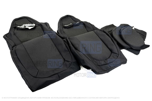Обивка (не чехлы) сидений Recaro (черная ткань, центр Искринка) для ВАЗ 2108-21099, 2113-2115, 5-дверная Нива 2131