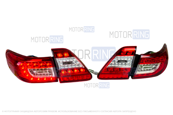 Диодные задние фонари в красно-белом корпусе для Toyota Corolla 2007-2009 г,в.
