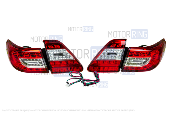 Диодные задние фонари в красно-белом корпусе для Toyota Corolla 2007-2009 г,в.