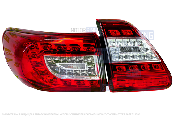 Диодные задние фонари в красно-белом корпусе для Toyota Corolla 2007-2009 г,в.