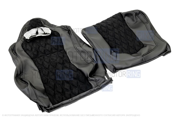 Обивка (не чехлы) сидений Recaro экокожа с алькантарой (цветная строчка Ромб/Квадрат) для ВАЗ 2111, 2112, Лада Приора хэтчбек, универсал