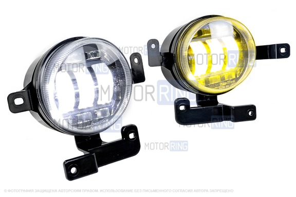 Диодные двухцветные ПТФ Sal-Man 65W 8600lux (бело-синий 6000К и желтый 3000К) для Hyundai Getz