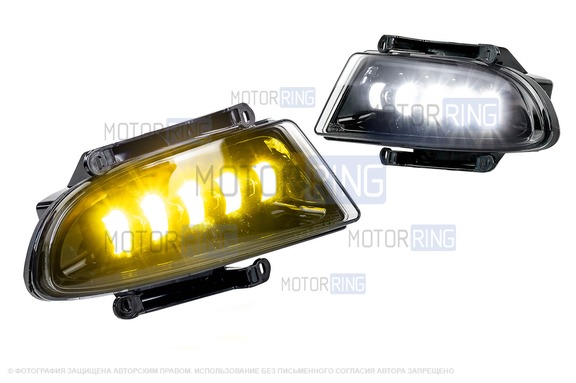 Диодные двухцветные ПТФ Sal-Man 65W 7200lux (бело-синий 6000К и желтый 3000К) для Hyundai Accent 1999-2012 г.в.