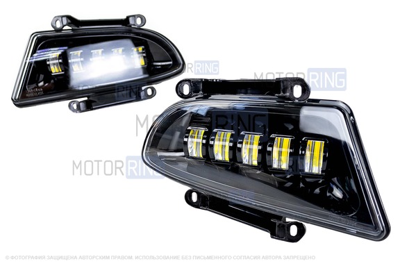 Диодные двухцветные ПТФ Sal-Man 65W 7200lux (бело-синий 6000К и желтый 3000К) для Hyundai Accent 1999-2012 г.в.