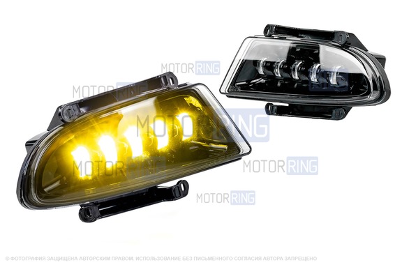 Диодные двухцветные ПТФ Sal-Man 65W 7200lux (бело-синий 6000К и желтый 3000К) для Hyundai Accent 1999-2012 г.в.