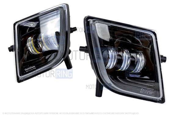 Диодные двухцветные ПТФ Sal-Man 65W 8600lux (бело-синий 6000К и желтый 3000К) для Мазда 6 2007-2013 г.в.